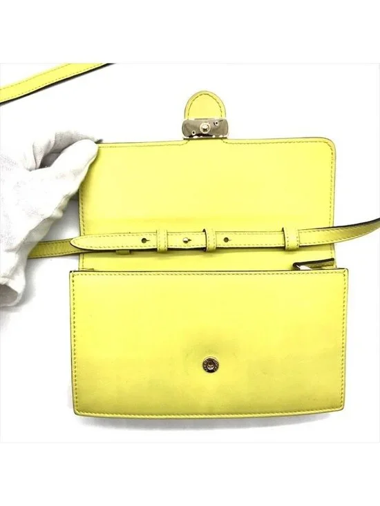 Gucci Interlocking 2-Way Shoulder Bag Wallet Lime Yellow Leather - Picture 7 of 10